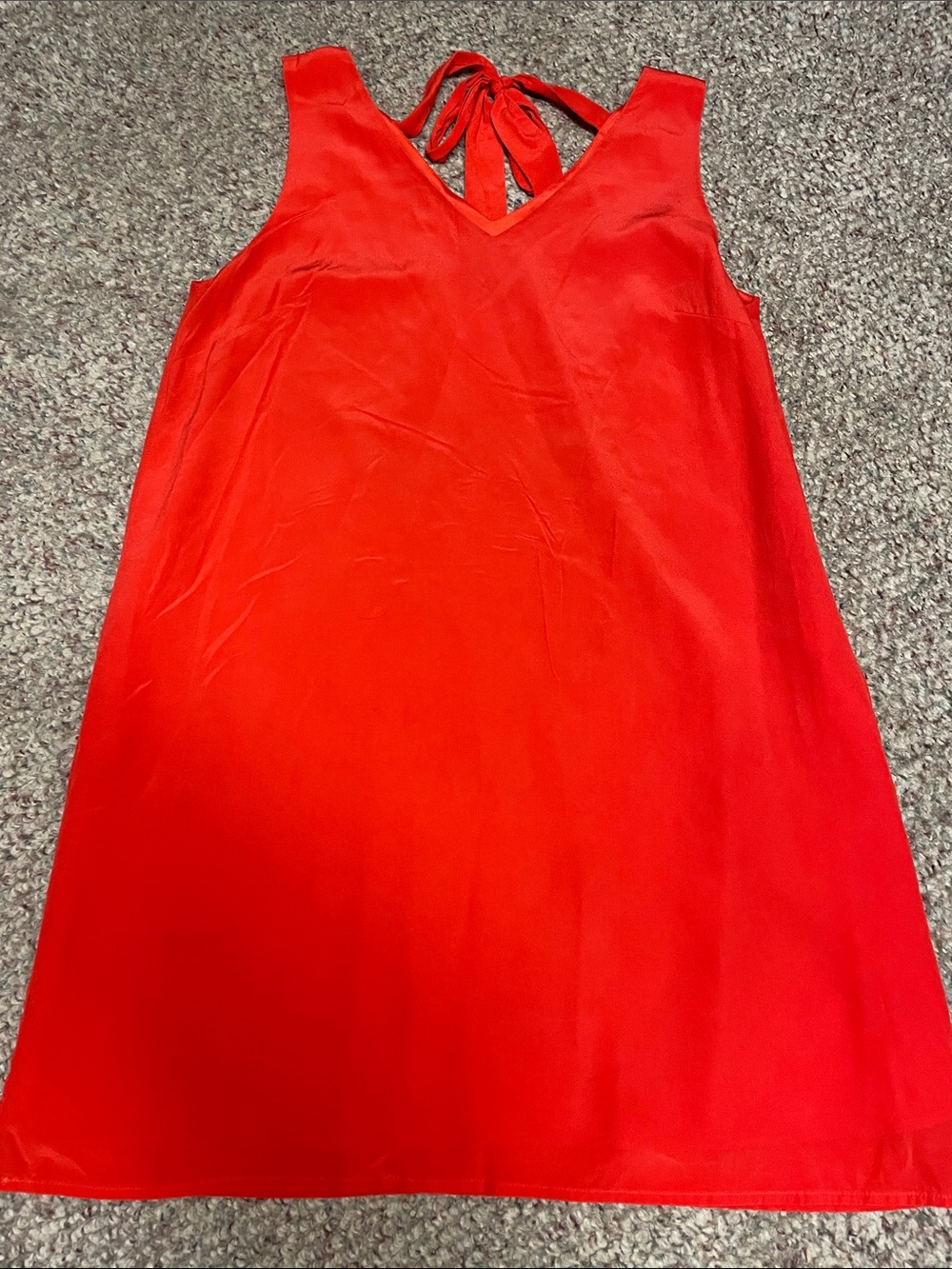 100%silk orange Sleeveless V-Neck Tie-Back Dress